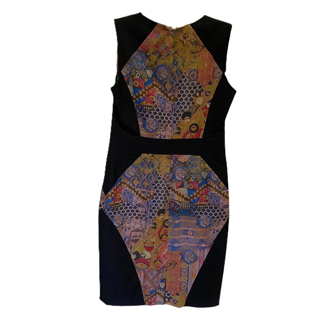 Etro Wool Stretch Colorblock Print Sheath Designer Midi Dress Size 46, US 8/10 - Picture 3 of 11